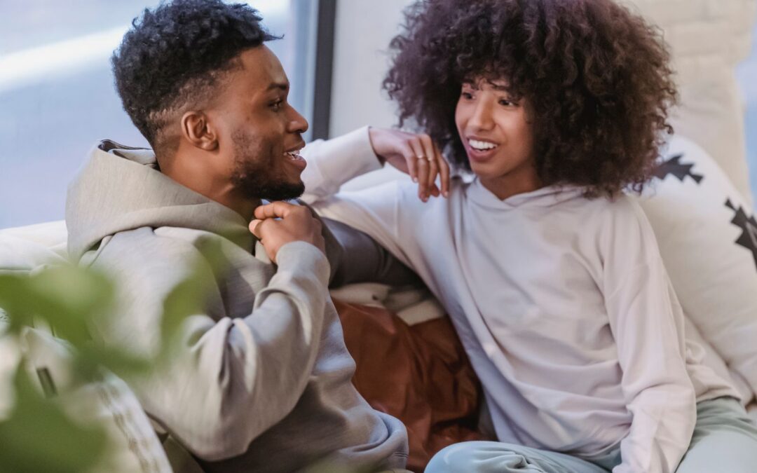 Man and woman talking about abortion options.